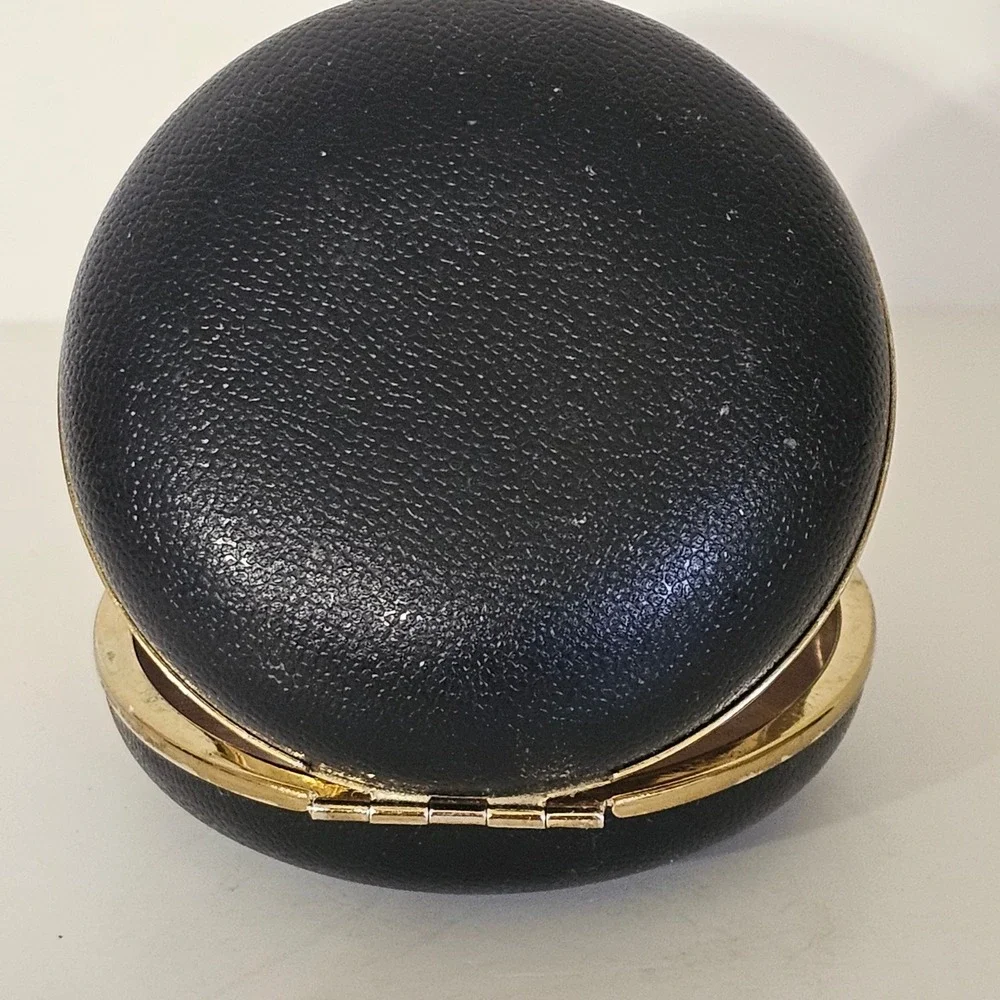 Vintage Linden Travel Alarm Clock Gold Tone Mechanical Wind Up Japan Black Case